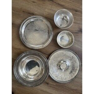 Lot Of Silver Plates / Bowls Reed & Barton Silverplate Oneida 5 Pieces Vintage